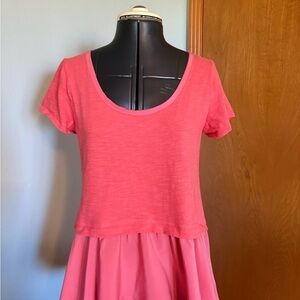 Anthropologie Women's Coral Pink Scoop Neck Top